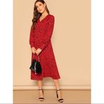 ✨HP✨Bishop Sleeve Leopard Print Shirt Dress✨ Red Photo 2