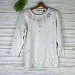 NWT Deadstock Vintage Grannycore Beaded Cottagecore Knit Sweater Size M Photo 1