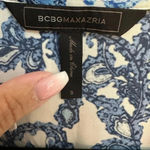 BCBGMAXAZRIA Y2K Adele Blue White Watercolor Paintbrush Wrap Dress Size Small S Photo 4