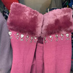 Chico's NWTS Beautiful LS Faux Fur Cuffs Beaded Jeweled Sweater Top Fancy Merlot Photo 4