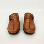 Vintage Embellished Leather Clogs in Brown | Size 6 Tan Photo 2