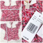 WAYF  Pink‎ Rose Floral Sweetheart Ruched Peplum Top Cottagecore Coquette Small Photo 8
