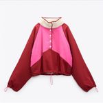 ZARA  Cropped Shearling Retro Colorblock Jacket M Photo 3