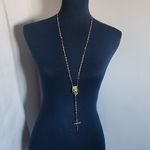 Gold with Clear Crystal Rosary Necklace St Jude Pendant Photo 5