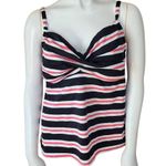 Pure Paradise Pink, Black, & White Striped Tankini Top (38D) Pink Size undefined Photo 1