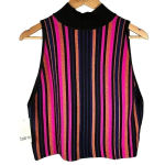 Bar III NWT Women’s Multicolor Striped Metallic Sleeves Top XL Photo 1