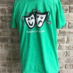 Gildan Theater Life is Good T Shirt Medium Vintage Green Photo 0