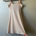 Privacy Please  Neutral Beige Ribbed Mini Dress with Tortoise Buttons Size XXS Photo 8