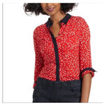 Maeve Women's  Red Polka Dot Button Down Shirt Size 2 Photo 2