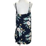FRNCH  Navy‎ Blue Floral Spaghetti Strap Dress Large Lined Pleated Shift Photo 2