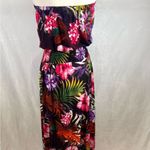Just Love Beautiful tropical floral print smocked strapless maxi dress size medium Photo 2