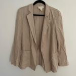 Caslon  Linen Blazer Jacket sz XS Striped Boyfriend Neutral Beige Photo 2