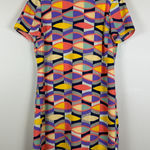 Lavender Brown Mini Dress Womens M Multicolor Geometric Print Short Sleeve Retro Photo 0