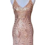 Venus  Rose Gold Sequin Party Dress Mini Length Womens Size XS Photo 1