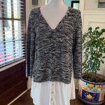 Anthropologie Moth NWOT Black and White V-Neck Sweater with Pearl like Buttons Photo 0