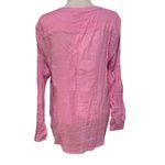 Carve Designs  Size L Moorea Gauze Tunic Top Button Up Pink Windowpane Photo 2
