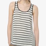 Vince Linen Mixed Stripe Tank Top in Chalk Black Size Small NWT Photo 0