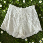 Keepsake  White Lace High Waist Shorts Size Large Photo 0