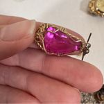 14k Gold Filled Filigree Pink Dangle Earrings Womens Jewelry Photo 1