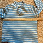 L.L.Bean Womens Blue White Stripe 1/4 Zip Mock Neck Long Sleeve Shirt Sz. Large Photo 6