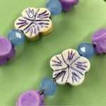 Handmade Tropical Purple and Blue Floral Earrings Photo 3