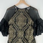 Venus Bronze Sequin Velvet Tiered Ruffle Sleeve Mesh Dark Fairy Whimsigoth Dress Photo 10