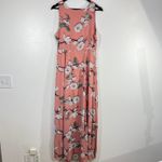 Everly  Floral Maxi‎ Dress M Pink Sleeveless Boho V-Neck Side Slit Summer Casual Photo 2