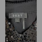 DKNY  sheer black fully sequined shirt Blouse tunic Sz m/L Party Cocktail Formal Photo 3