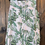 C&C California  Tropical Botanical Print 100% Linen Top Photo 0