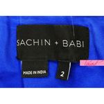 Sachin + Babi Walker Fit & Flare Dress Blue Aster Ivory Skater Faux Leather Mesh Photo 9