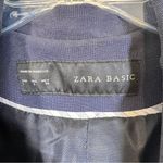 ZARA Basic Navy Blue Single Button Closure Blazer Jacket Womens L Zip Sleeve Y2K Photo 10