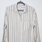 Stars Above  Brown Striped Button-up Sleep Shirt Size XL Linen Blend Sleep Shirt Photo 1