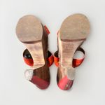 Coach Jonah Leather Wooded Wedge Sandals Women' s Orange Gold sz 7B Photo 4