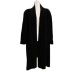 Vintage 80s Black Velvet Collections Overcoat Dress Coat Size Medium Black Photo 2