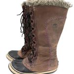 Sorel  Women's Brown Cate The Great Brown Lace Up Fur Snow Boots Size 7.5 Photo 2