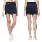 Good American {0/25}  High-Rise Denim Mini Skirt Frayed Hem Photo 1