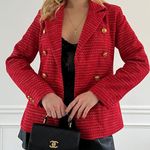 ZARA Red Tweed Blazer Photo 0
