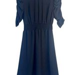 Who What Wear Black Fit & Flare Dress Ruched 1/2 Sleeves Smocked Waist Size XS Photo 0