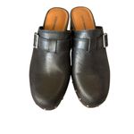 Lucky Brand platform retro belvy studded Black Leather Clogs slip on buckle Sz 9 Photo 2