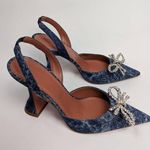 Amina Muaddi  Rosie 95mm slingback denim heels size 38 Photo 0