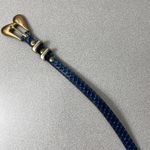 MZ Accessories Ny Snake Leather Belt Womens Small Blue Goldtone Buckle Wrap 1/2" Photo 2
