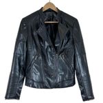 The Limited  Moto Jacket Womens S Black Faux Leather Quilted Biker Gothic Punk Photo 0