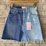 Revice Denim NWT Revice Coast To Coast 2 Tone Mini Denim Jean Skirt 26 Distressed Photo 0