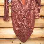 Retrofete Size L Sequin Long Sleeve Mini Dress Brown Size L Photo 9