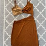 SheIn Brown Color Block Cut Out O Ring Mini Dress Photo 2