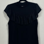 a.n.a  New Approach‎ Black Ruffle Mock Neck Blouse Large Photo 0