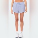 Edikted Mid-Rise Elastic Drawstring Waist Pinstripe Shorts Size XS Blue & White Photo 3