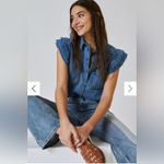 Anthropologie  Pilcro Ruffle Button Down Denim Blouse Sz Small EUC Photo 1