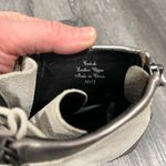 Saks 5th Avenue Gray for Saks Fifth Avenue Suede Leather Metallic Lace Up Wedge Booties sz 6.5 Photo 11