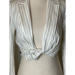 ZARA  Ivory And Black Pin Stripe Long Sleeve Cropped Twist Front Blazer Size‎ XS Photo 6